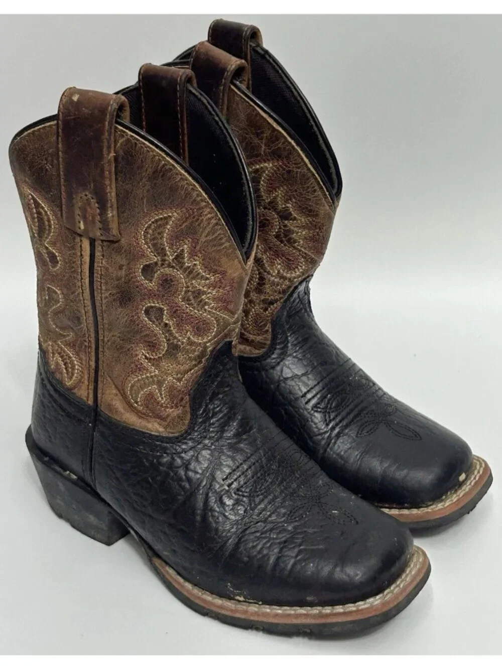 Dan Post Little River Leather Children’s Boots 11D Brown Black Western Cowboy